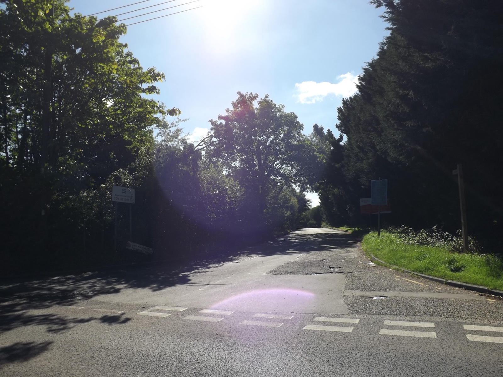 The approach road to Brentwood Recycling Centre off Coxtie Green Road.